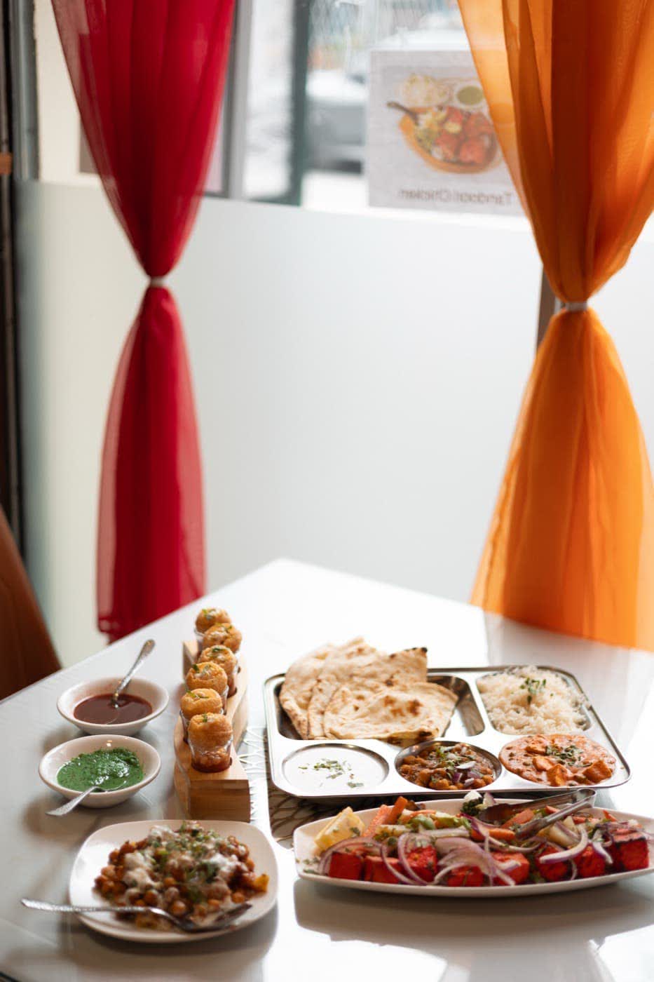 A full Indian thali spread from the Jewel of India kitchen